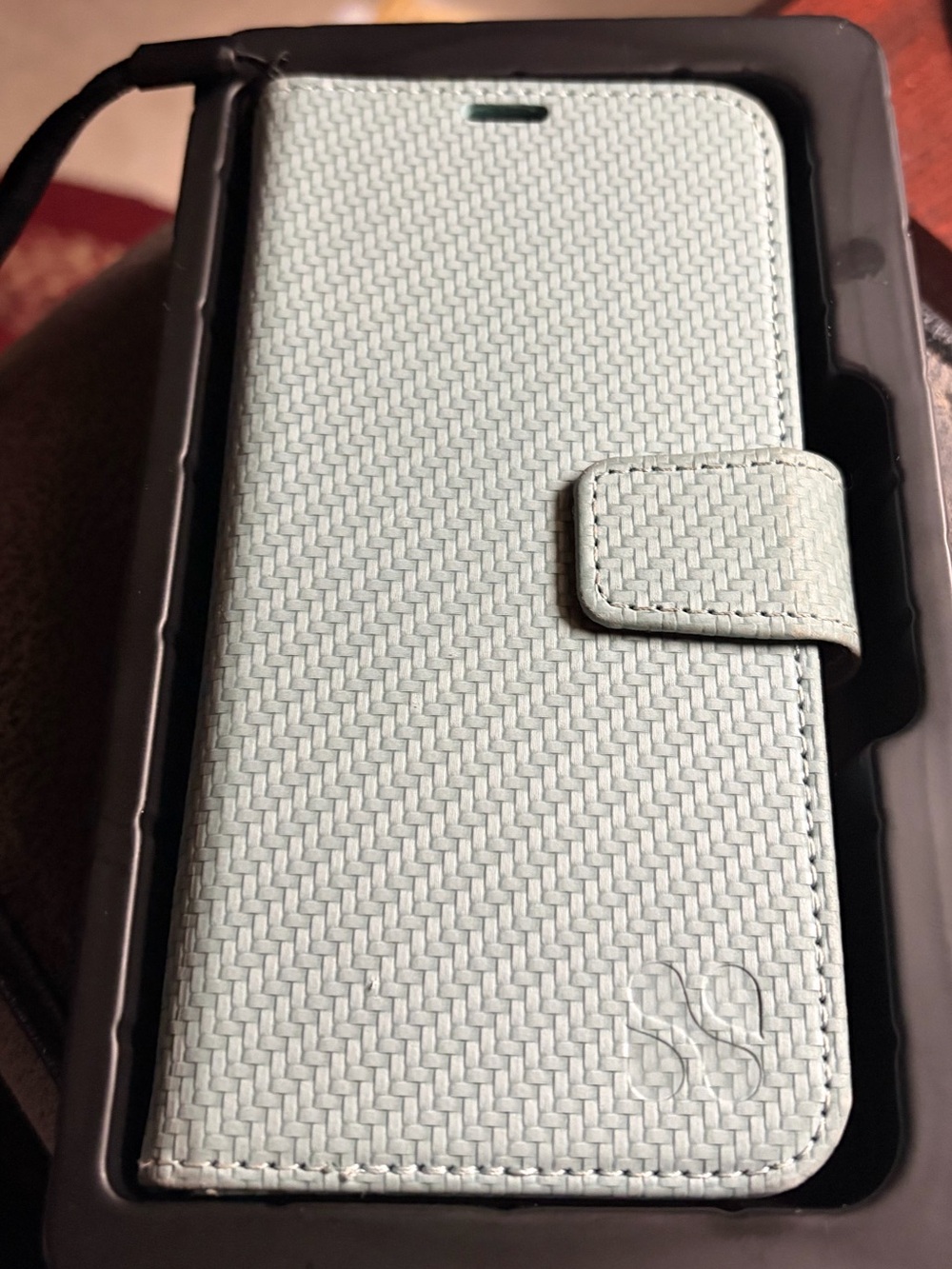 Unbranded Mint Green Woven Folio Phone Case with Magnetic Closure, iPhone 17